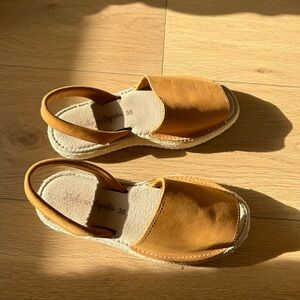 Velvet Espadrilles Tan Leather Sandals